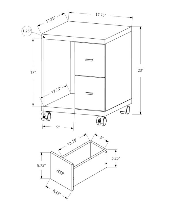 Office Cabinet Cappucino with 2 Drawer on Castors - Image 4