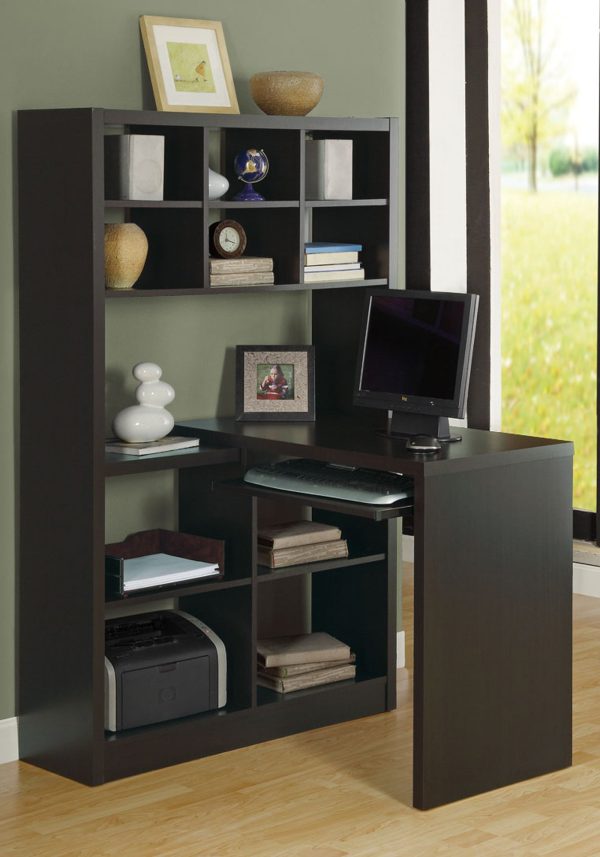 38" Brown L-Shape Computer Desk - Image 2