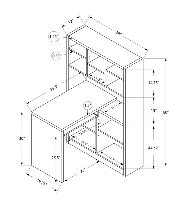 38" Brown L-Shape Computer Desk - Image 3