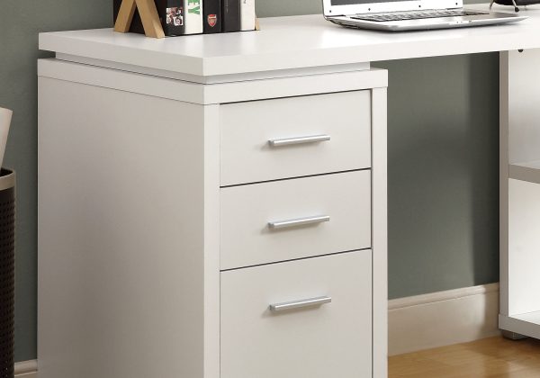 47" White L-Shape Computer Desk With Three Drawers - Image 2