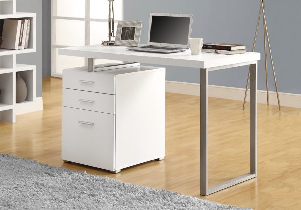 24" Silver Rectangular Computer Desk With Three Drawers - Image 2