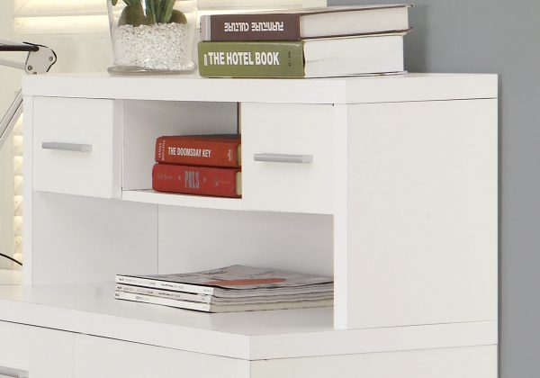 59" White L-Shape Computer Desk With 8 Drawers - Image 2