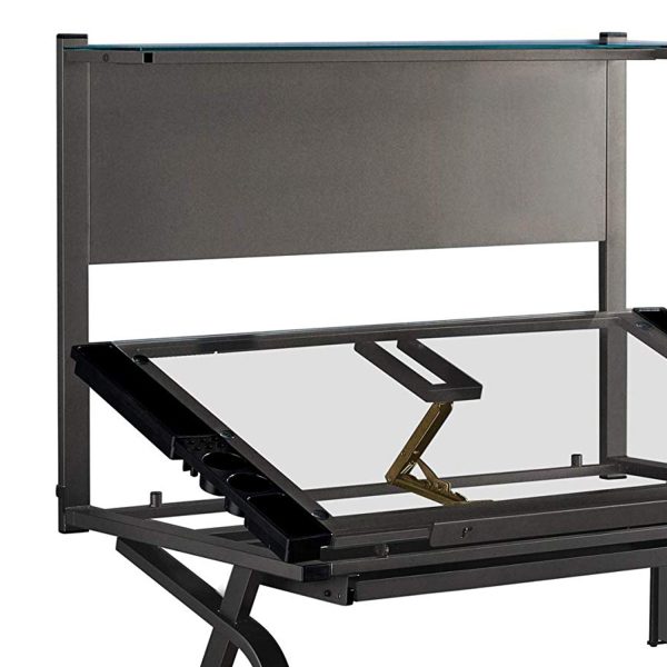 26" Adjustable Grey Rectangular Drafting Table - Image 5