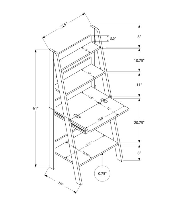 19" Taupe Rectangular Ladder Desk - Image 3