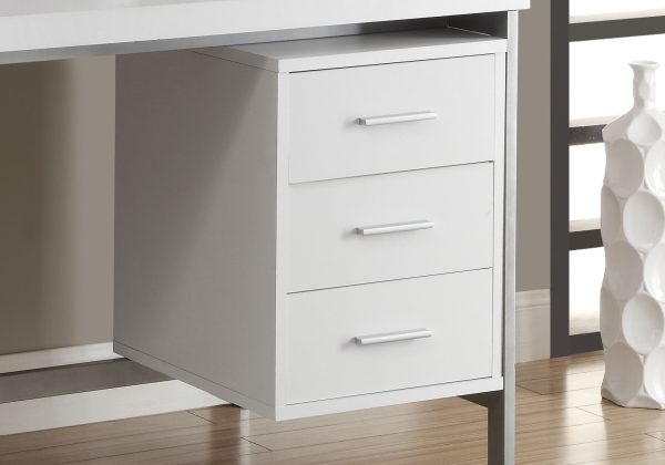 30" White Rectangular Computer Desk With Three Drawers - Image 2