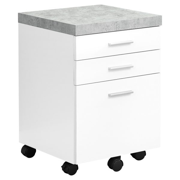 25.25" White Particle Board and MDF Filing Cabinet with 3 Drawers - Image 2