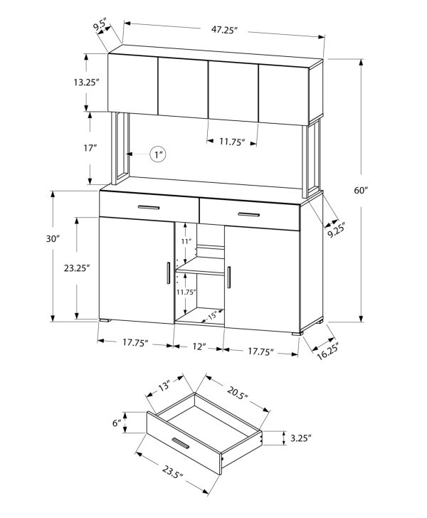 16.25" x 47.25" x 60" Dark Taupe Silver Particle Board Hollow Core Metal  Office Cabinet - Image 3