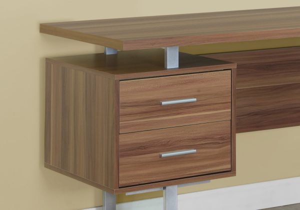 24" Walnut Rectangular Computer Desk With Three Drawers - Image 2