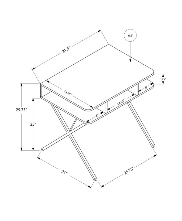 20" White Rectangular Computer Desk - Image 3