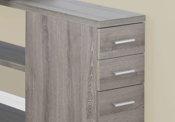 47" Taupe L-Shape Computer Desk With Three Drawers - Image 2
