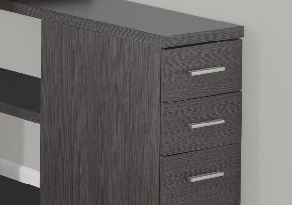 47" Grey L-Shape Computer Desk With Three Drawers - Image 2