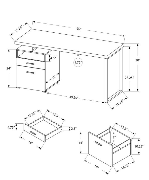 24" Walnut Rectangular Computer Desk With Two Drawers - Image 3