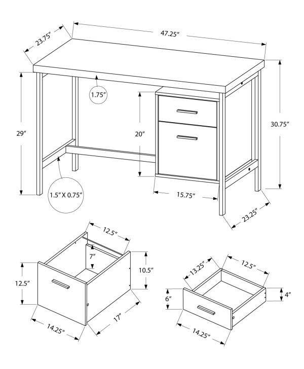 24" White Rectangular Computer Desk - Image 3