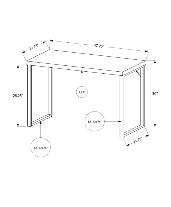 24" White Rectangular Computer Desk - Image 3