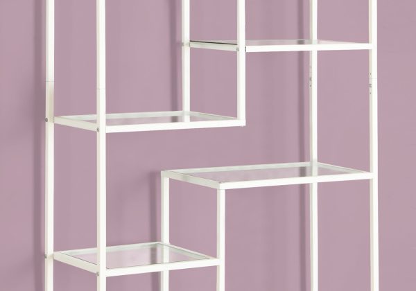 12" x 32" x 72" White  Clear  Tempered Glass  Metal   Bookcase - Image 2