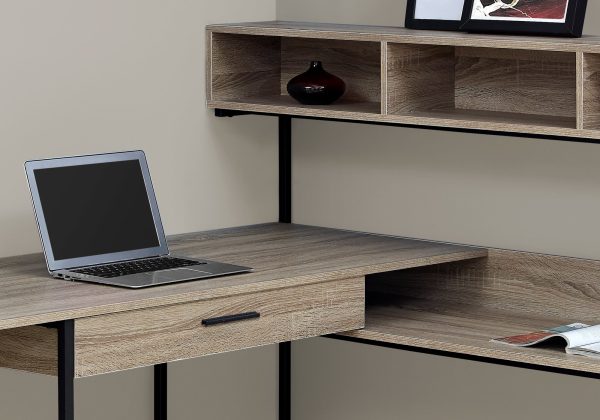 59" Taupe L-Shape Computer Desk - Image 2