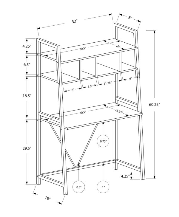 18" White Rectangular Ladder Desk - Image 3