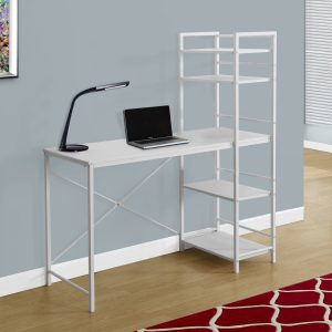 55" MDF and White Metal Computer Desk