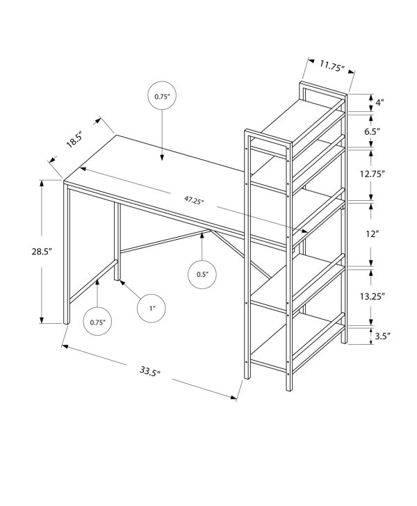 55" MDF and White Metal Computer Desk - Image 4