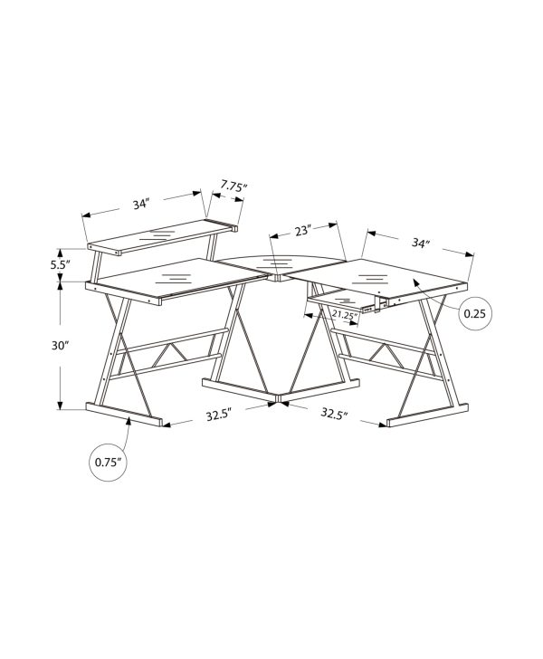23" Black L-Shape Computer Desk - Image 3