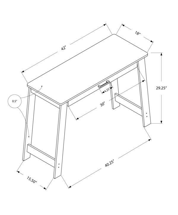 18" Brown Rectangular Computer Desk - Image 3