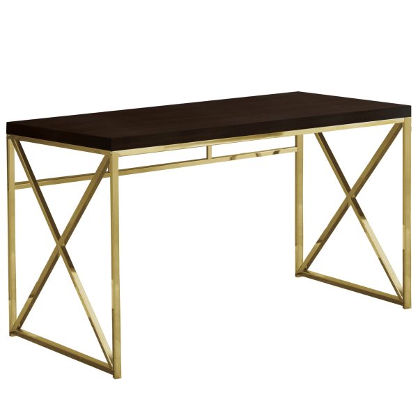 Modern Gold and Walnut Finish Computer Desk - Image 2