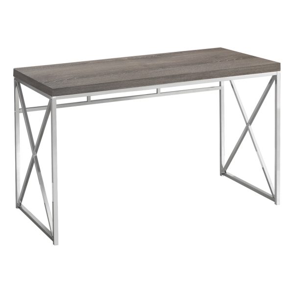 29.75" Dark Taupe Particle Board and Chrome Metal Computer Desk - Image 2