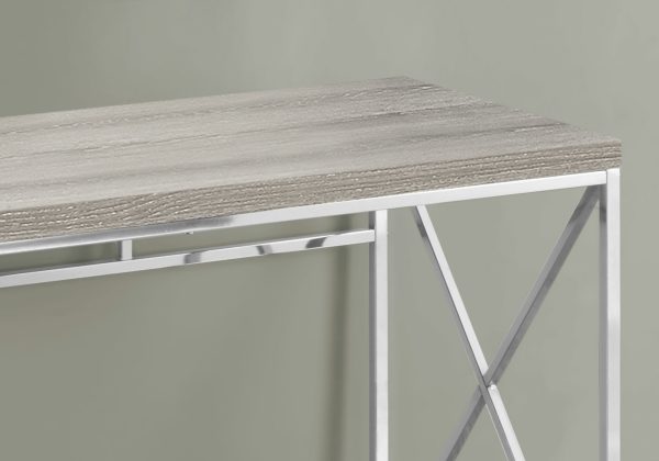 29.75" Dark Taupe Particle Board and Chrome Metal Computer Desk - Image 3