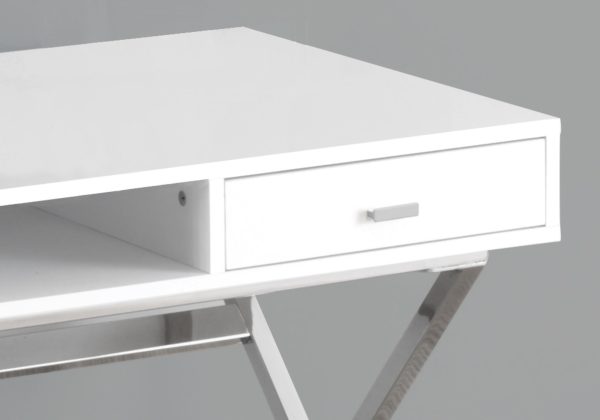 24" White Rectangular Computer Desk With Two Drawers - Image 2