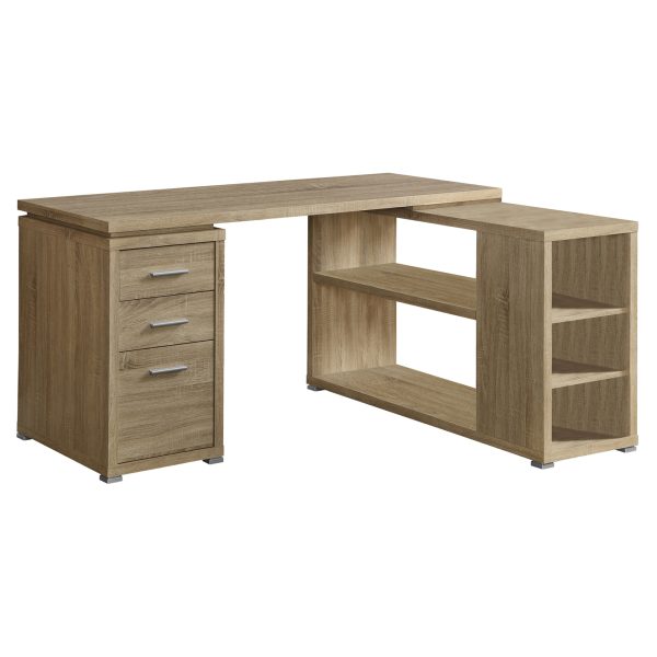 47" Light Brown L-Shape Computer Desk With Three Drawers