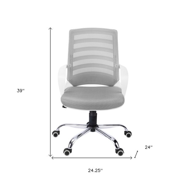 24.25" x 24" x 39" White Grey Foam Metal Nylon  Multi Position Office Chair - Image 4