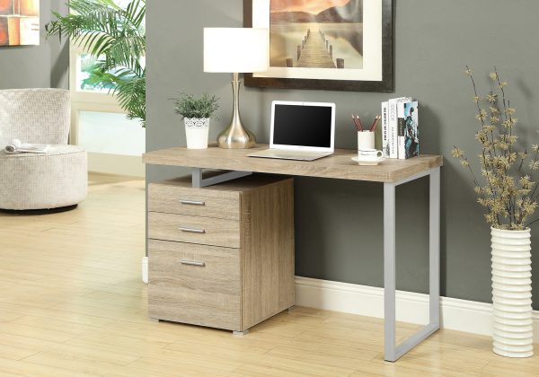 24" Light Brown Rectangular Computer Desk With Three Drawers - Image 2