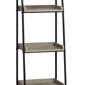 12" x 16" x 48" Dark Taupe  Black  Mdf  Metal   Bookshelf