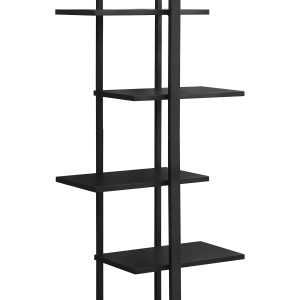 13" x 32" x 60" Black  Mdf  Metal   Bookshelf