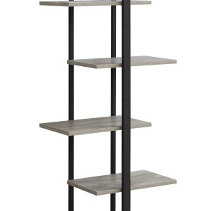 13" x 32" x 60" Dark Taupe  Black  Mdf  Metal   Bookshelf