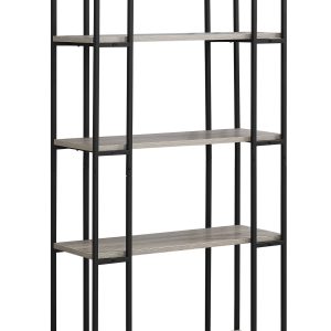12.5" x 32" x 62" Dark Taupe Black Mdf Metal  Bookcase