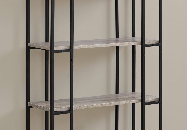 12.5" x 32" x 62" Dark Taupe Black Mdf Metal  Bookcase - Image 2