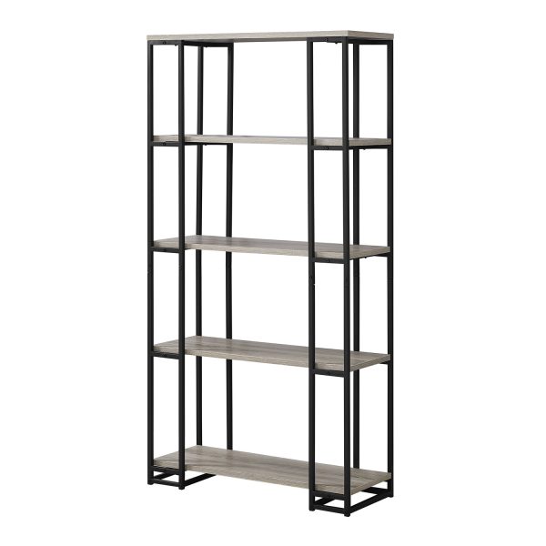 12.5" x 32" x 62" Dark Taupe Black Mdf Metal  Bookcase - Image 5