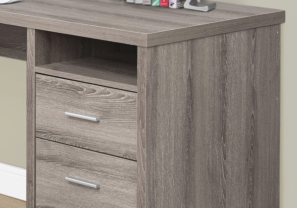 47" Taupe L-Shape Computer Desk With Two Drawers - Image 2