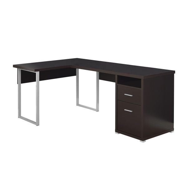 47" Brown L-Shape Computer Desk With Two Drawers