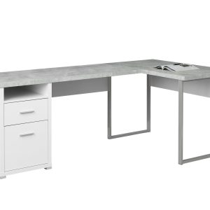 47" Grey L-Shape Computer Desk With Two Drawers