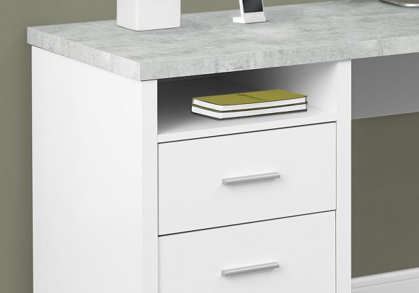 47" Grey L-Shape Computer Desk With Two Drawers - Image 2