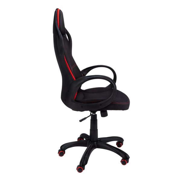 46" Black and Red Fabric Multi Position Office Chair - Image 2