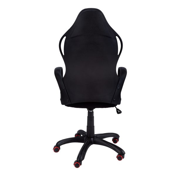46" Black and Red Fabric Multi Position Office Chair - Image 3