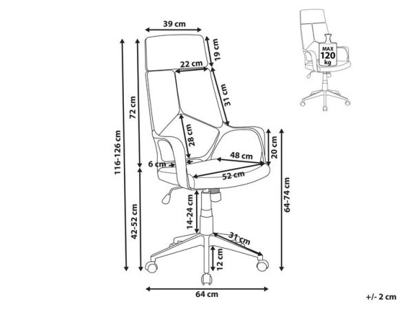 45.75" Foam  White Polypropylene  MDF  and Metal High Back Office Chair - Image 4