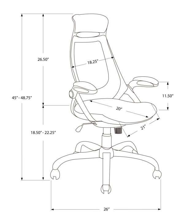 23.75" x 28" x 93.75" Black Foam Metal Nylon  Multi Position Office Chair - Image 3