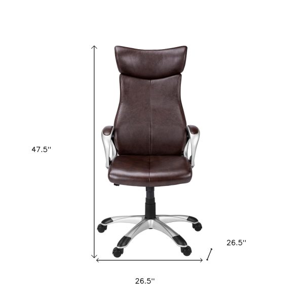 25.2" x 26" x 47.5" Brown Foam Metal Nylon  Office Chair High Back Executive - Image 4