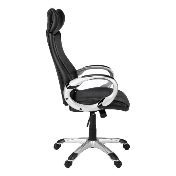 26" x 25.5" x 99" Black Silver Foam Metal  High Back Office Chair - Image 2