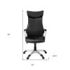 26" x 25.5" x 99" Black Silver Foam Metal  High Back Office Chair - Image 4