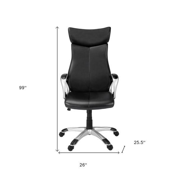 26" x 25.5" x 99" Black Silver Foam Metal  High Back Office Chair - Image 4